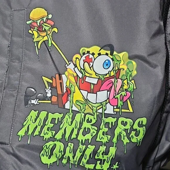 Members Only x Nickelodeon SpongeBob & More Gray Jacket Cartoon Graphics XL New - Picture 3 of 11